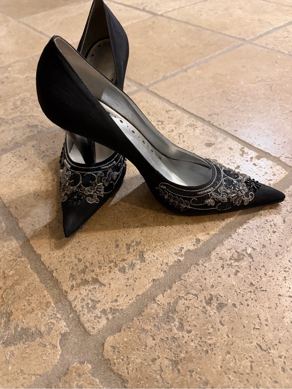 BCBGirls Black Pointed-Toe Embellished Heels